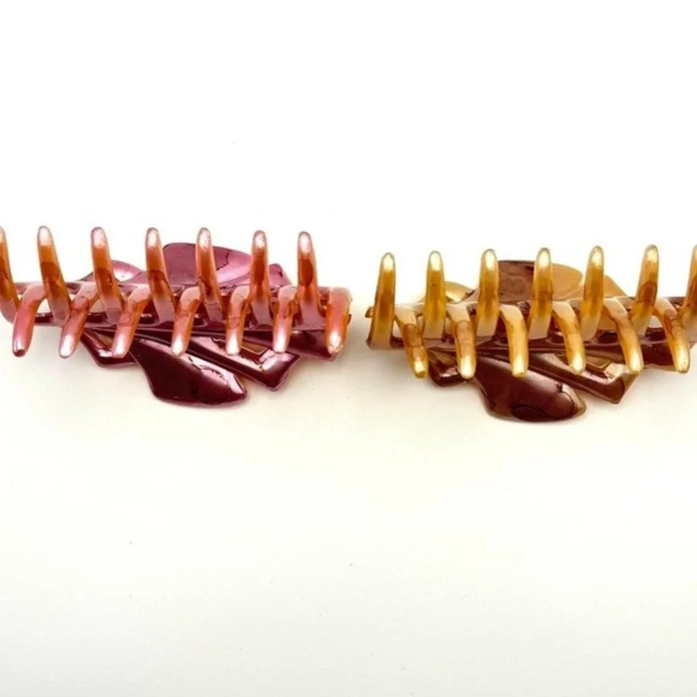 Vintage Mauritius Marbleized Pearlescent Hair Claw Clip Accessories Set Of‎ 2